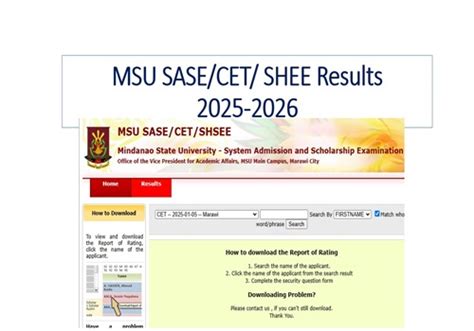 shsee result|MSU SASE/CET/SHSEE .